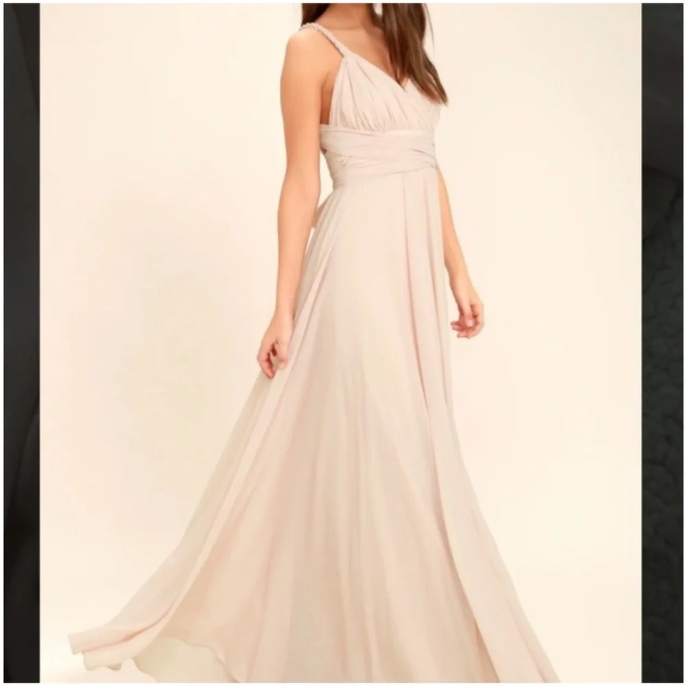 Lulus Carte Blanche Blush Pink Maxi Dress Rope Strap Formal Bridesmaid S - Picture 3 of 15
